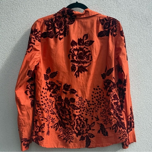 Sundance Floral Button Down Shirt Top Size M Medium embossed  Velvet flowers - Picture 3 of 7